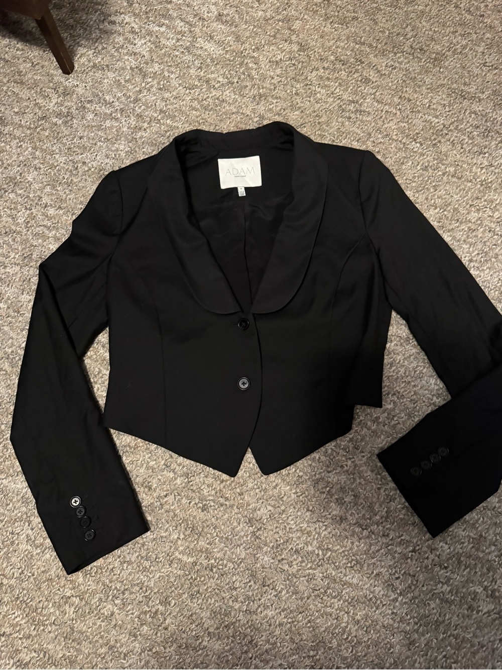 ADAM by Adam Lippes Black Cropped Blazer with Rounded Collar